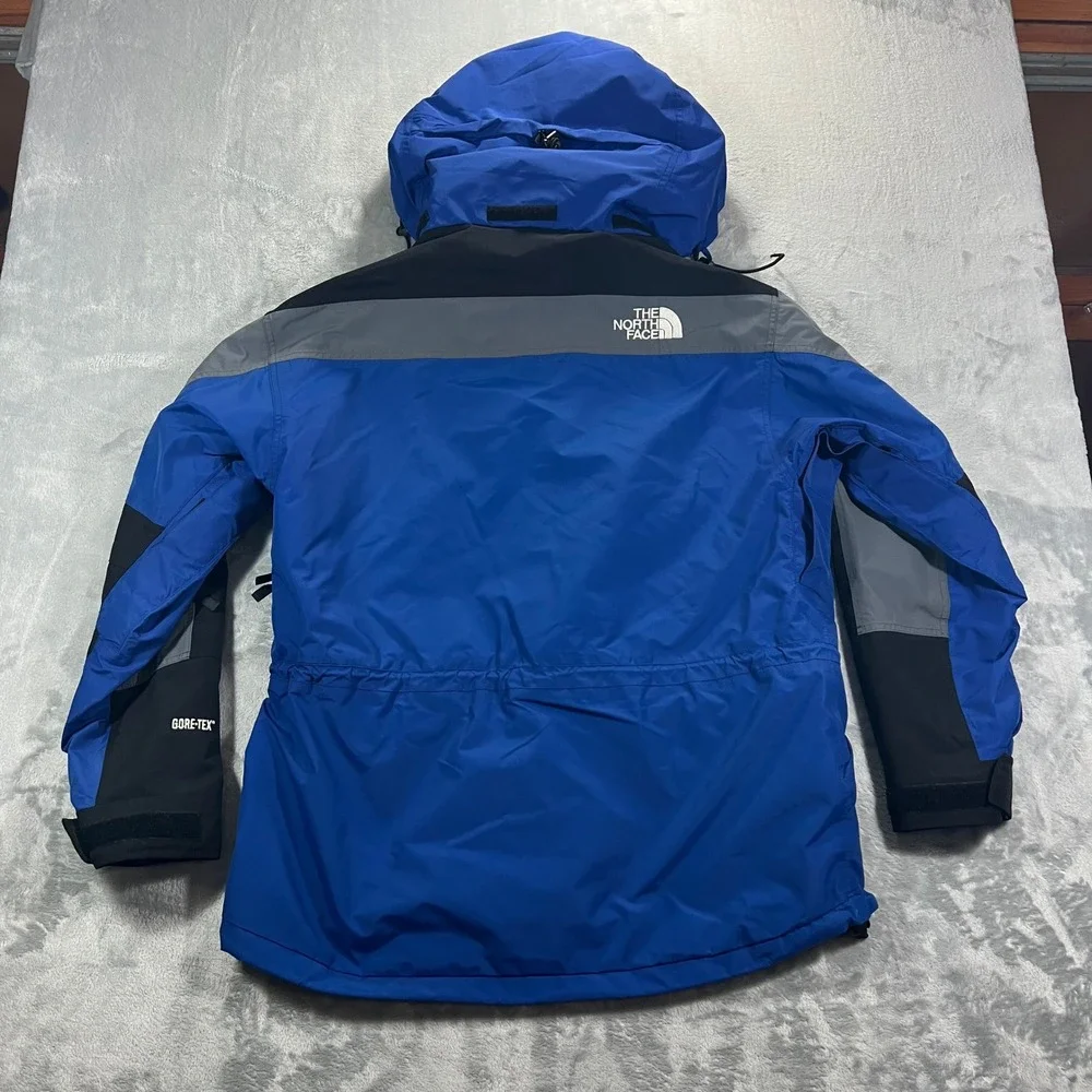 The North Face Rain Jacket Mens Large Blue Good Gore-Tex Packable Hood Full Zip